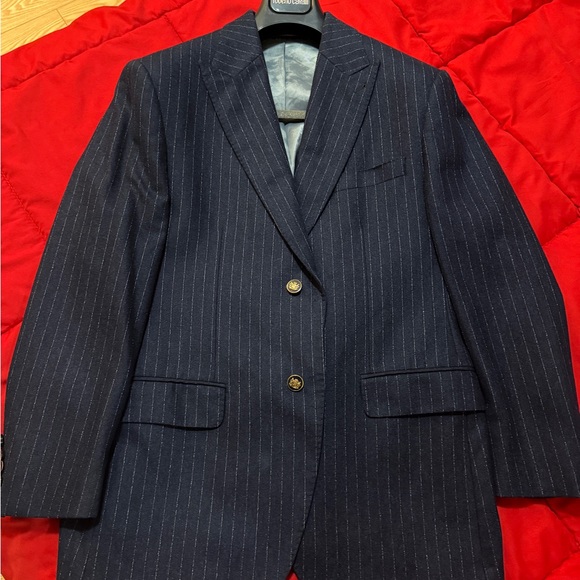 100% Wool Elegant Navy Pinstripe Blazer